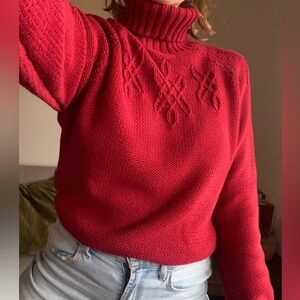 Northcrest Vibrant Red Turtleneck knit Sweater